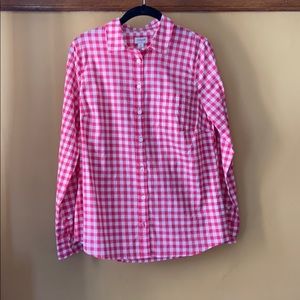 JCREW medium pink lightweight checkered shirt